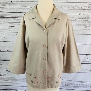Christopher and Banks Cat Lovers Beige Jacket or Top XL